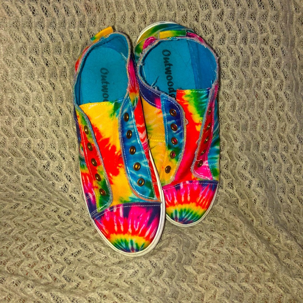 Tie dye slip on shoes